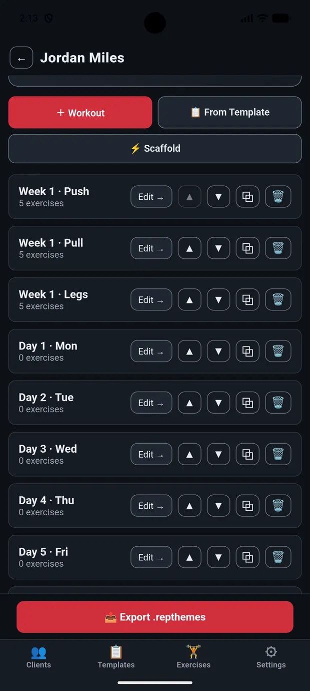 RepThemes Coach program builder