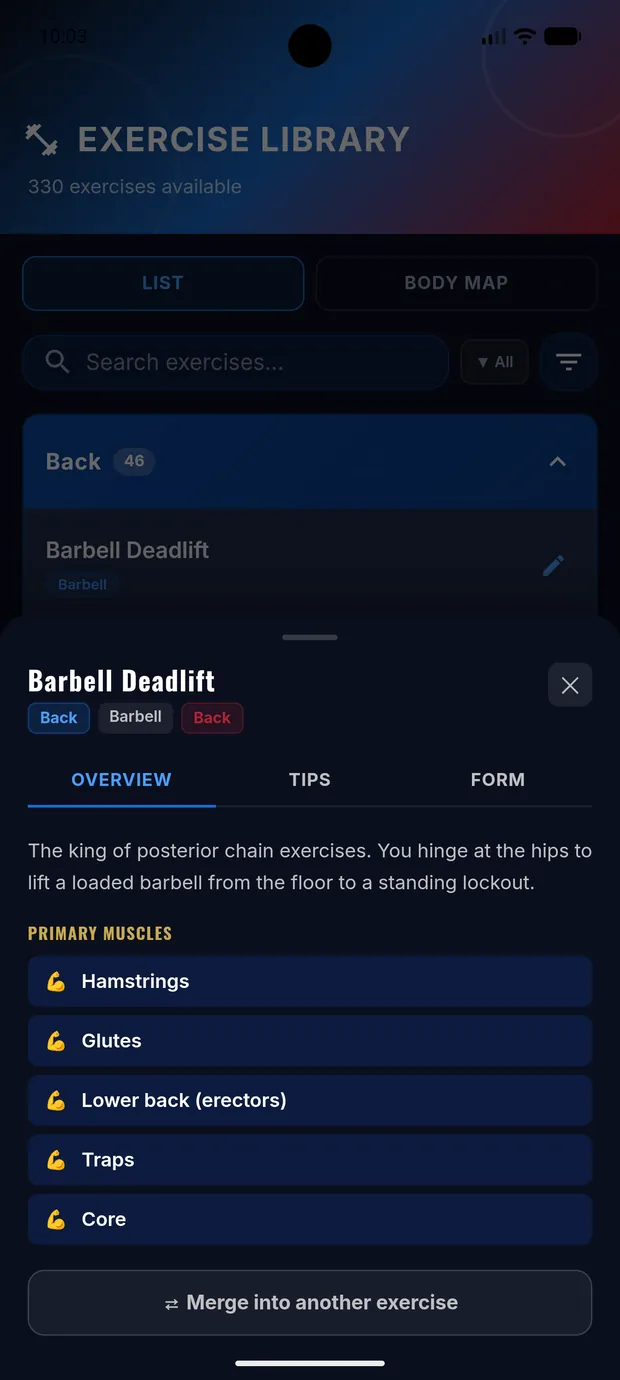 RepThemes exercise library browser