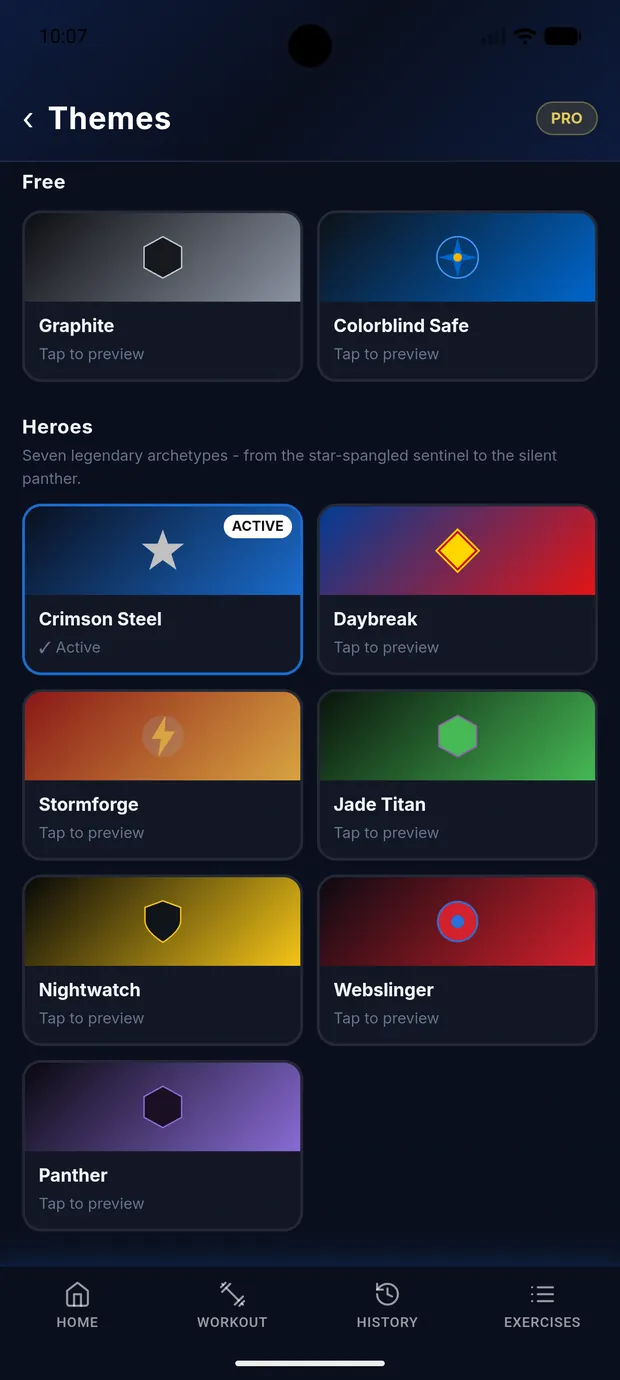 RepThemes theme explorer showing multiple app reskins
